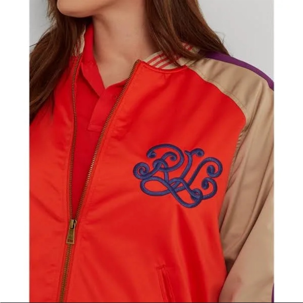Ralph Lauren Embroidered Satin Bomber Jacket - Picture 8 of 15